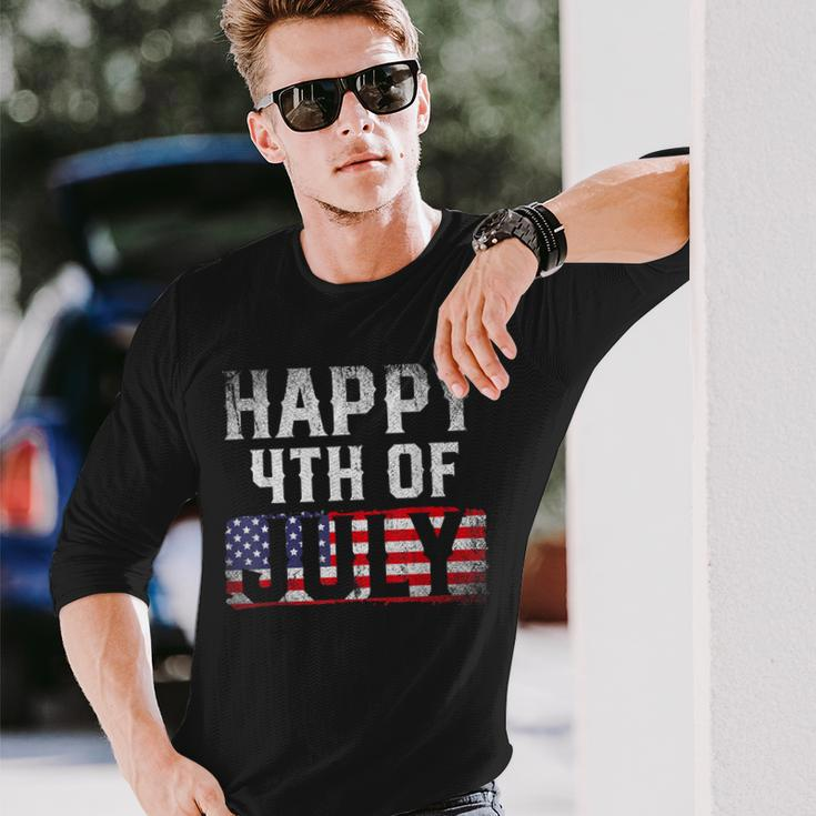 Happy 4Th Of July Us Flag Patriotic American 4Th Of July Long Sleeve T-Shirt Gifts for Him