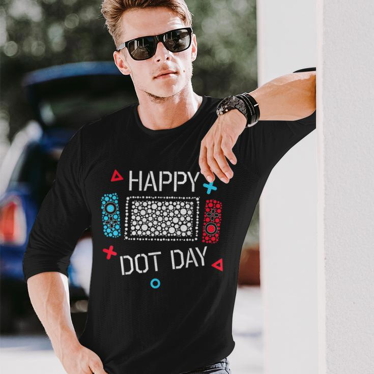 Happy Dot Day Gamers Boy Game Controller Colourful Polka Dot Long Sleeve T-Shirt Gifts for Him