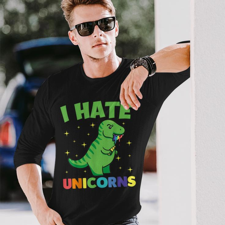 I Hate Unicorns With Dinosaur Dinosaur Long Sleeve T-Shirt T-Shirt Gifts for Him