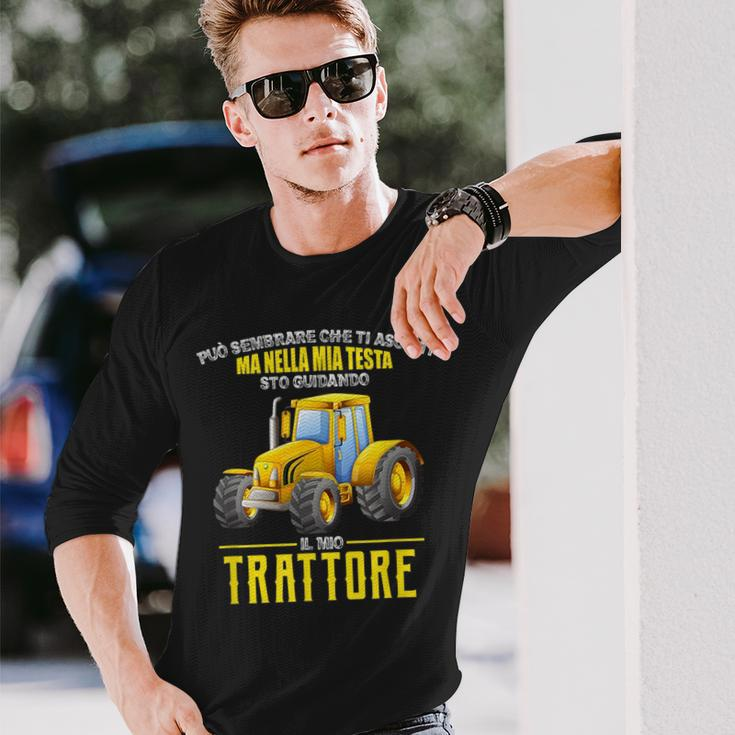 In My Head I Am Driving My Tractor Italian Words Long Sleeve T-Shirt T-Shirt Gifts for Him