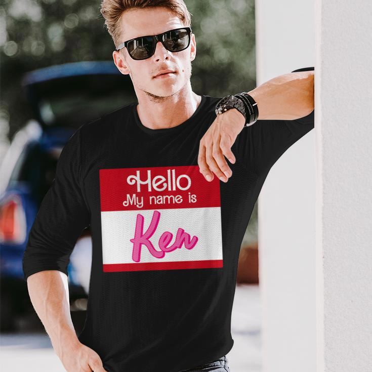 Hello My Name Is Ken Halloween Name Tag Personalized Long Sleeve T-Shirt Gifts for Him
