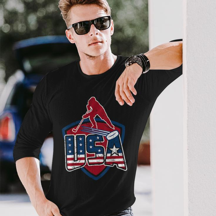 Hockey Usa 2018 Winter Games Red White And Blue Long Sleeve T-Shirt T-Shirt Gifts for Him