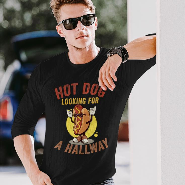 Hot Dog Looking For A Hallway Quote Hilarious Long Sleeve Gifts for Him