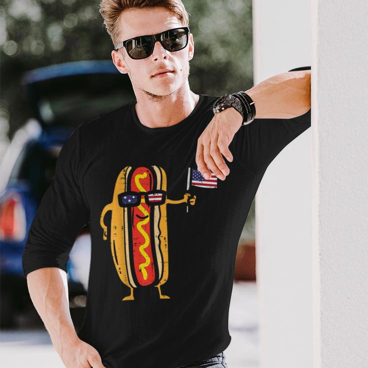 Hotdog Sunglasses American Flag Usa 4Th Of July Fourth Long Sleeve T-Shirt Gifts for Him