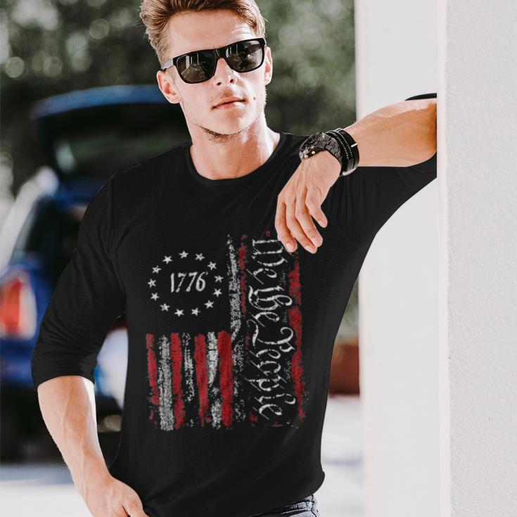 Independence Day American Flag Patriotic 1776 We The People Long Sleeve T-Shirt Gifts for Him