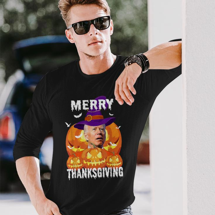 Joe Biden Confused Merry Thanksgiving For Halloween Long Sleeve T-Shirt Gifts for Him