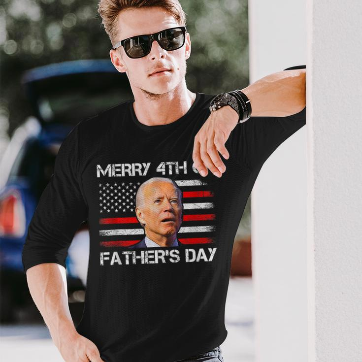 Joe Biden Merry 4Th Of Fathers Day 4Th Of July Us Flag Long Sleeve T-Shirt T-Shirt Gifts for Him
