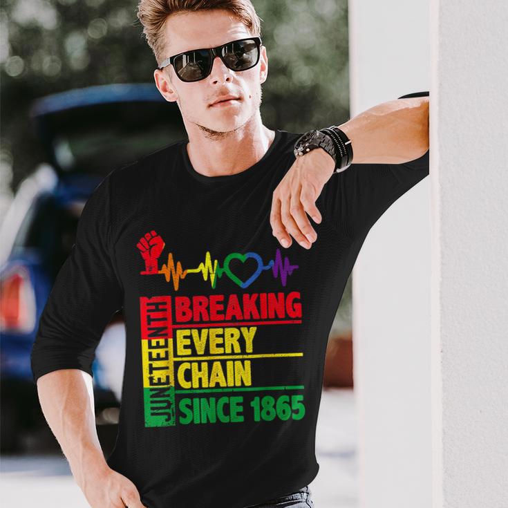 Junenth Breaking Every Chain Since 1865 African Freedom Long Sleeve T-Shirt Gifts for Him