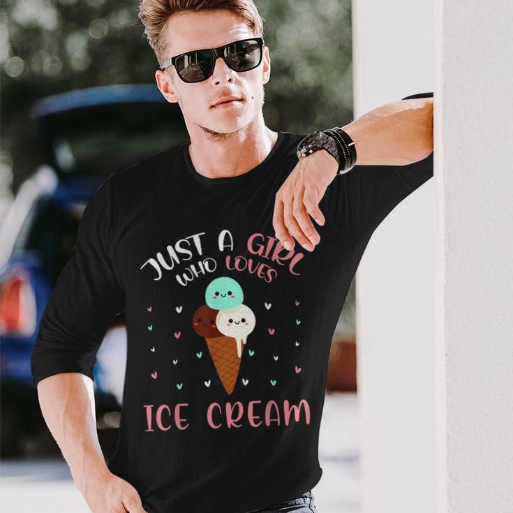 Just A Girl Who Loves Ice Cream Lover Cute Summer Vacation Long Sleeve T-Shirt T-Shirt Gifts for Him