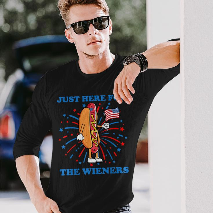 Im Just Here For The Wieners Fourth Of July Hot Dog Long Sleeve T-Shirt Gifts for Him
