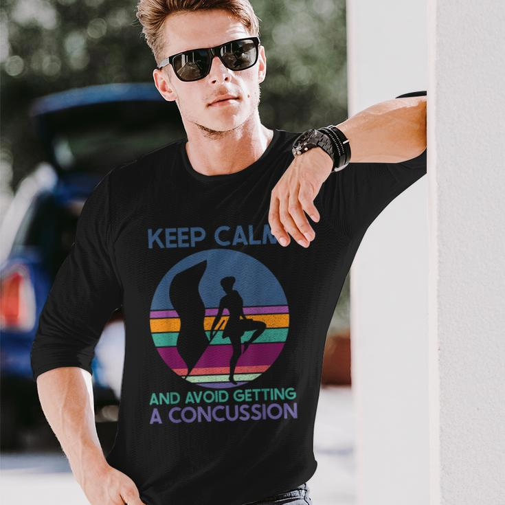 Keep Calm And Avoid Getting A Concussion Retro Color Guard Long Sleeve T-Shirt Gifts for Him
