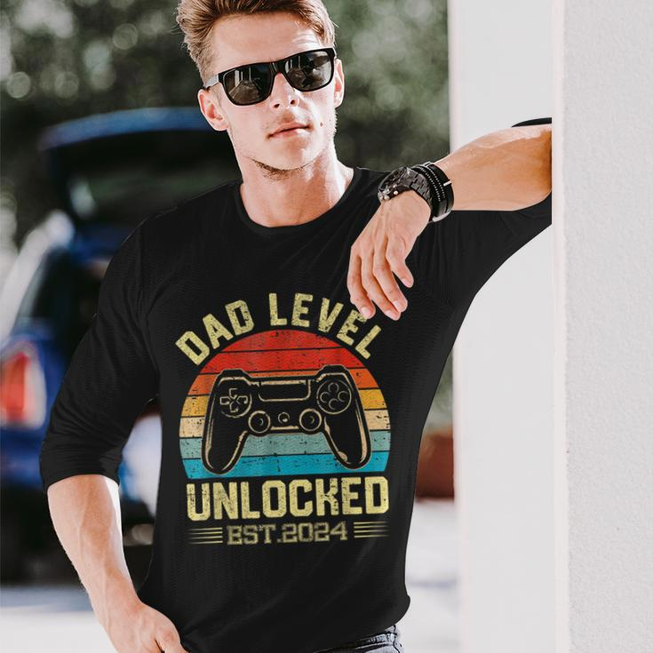 I Leveled Up To Dad 2024 Promoted To Daddy Level Unlocked Long Sleeve T-Shirt T-Shirt Gifts for Him