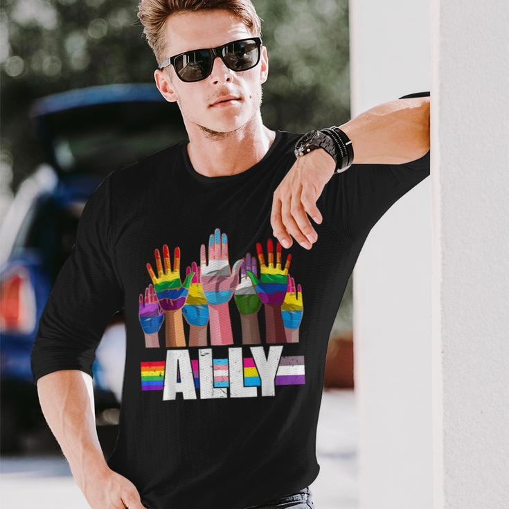 Lgbtq Ally For Gay Pride Month Transgender Flag Distressed Long Sleeve T-Shirt T-Shirt Gifts for Him
