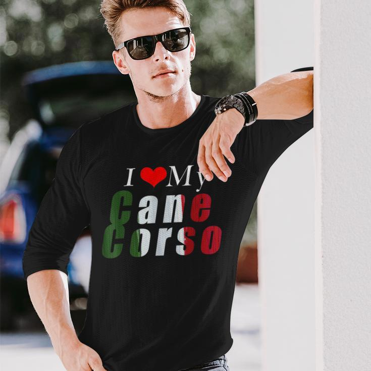 I Love My Cane Corso Mastiff Italian Flag Colors Long Sleeve T-Shirt T-Shirt Gifts for Him