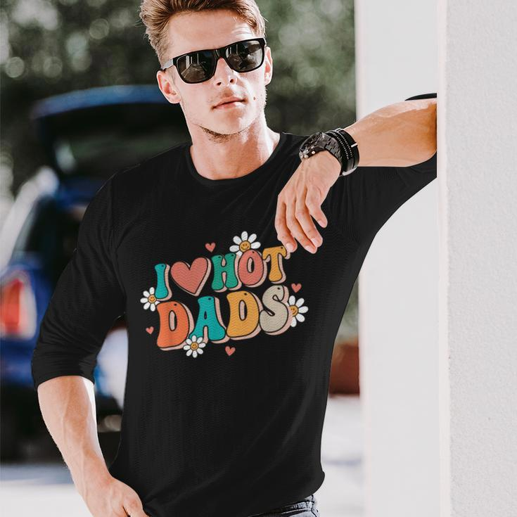 I Love Hot Dads Retro Red Heart Love Dads Long Sleeve Gifts for Him