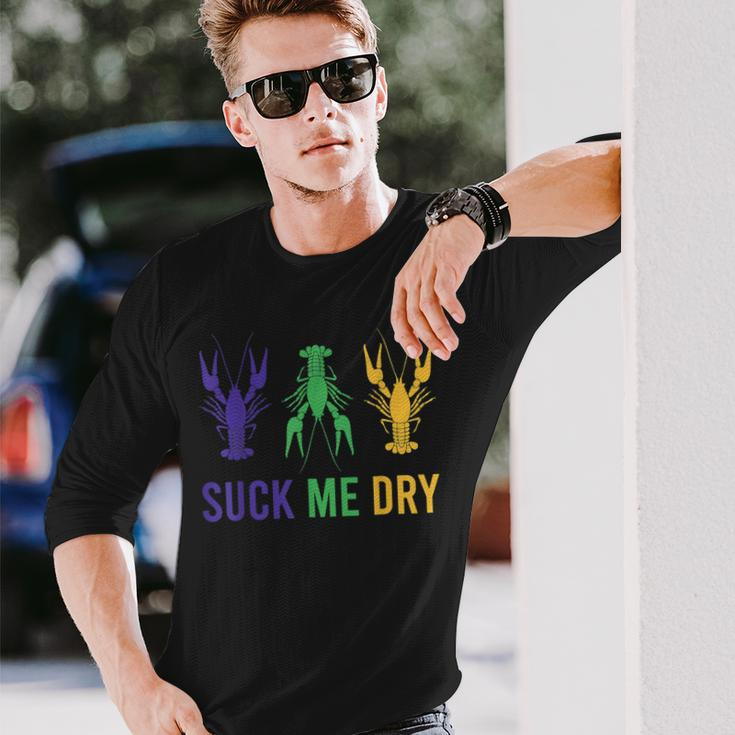 Mardi Gras Outfit Suck Me Dry Crawfish Carnival Party Long Sleeve T-Shirt Gifts for Him