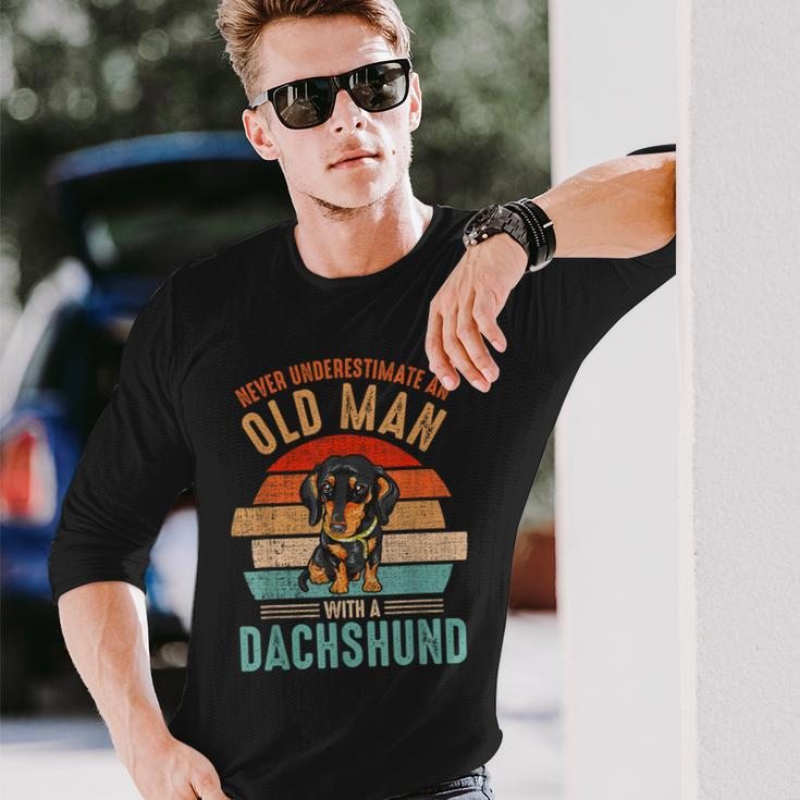 Mb Never Underestimate An Old Man With A Dachshund Long Sleeve T-Shirt Gifts for Him