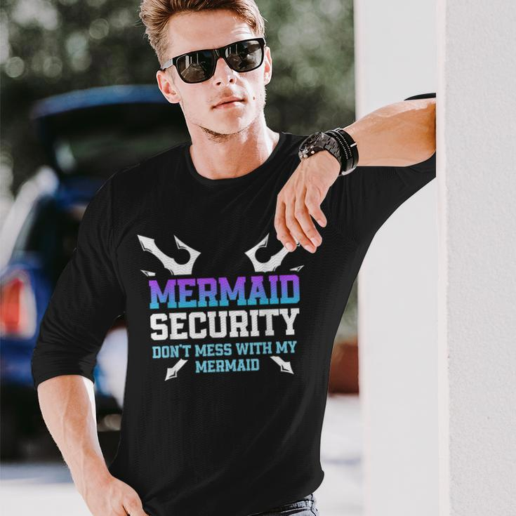 Mermaid Security Dont Mess With My Mermaid Daddy Merfolk Long Sleeve T-Shirt Gifts for Him