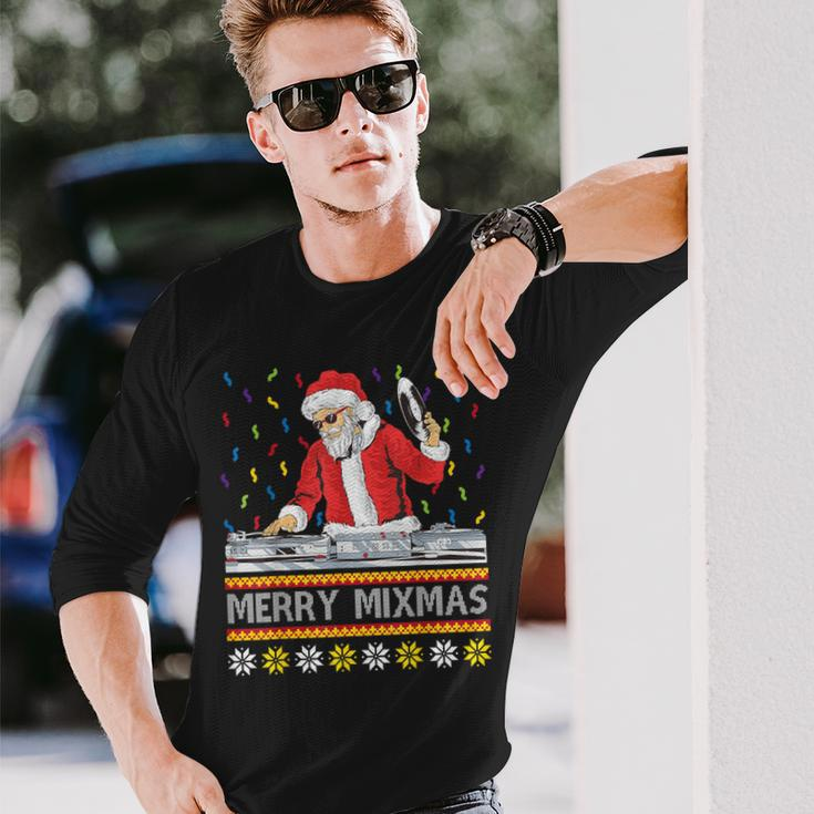 Merry Mixmas Christmas Dj Hip Hop Music Party Ugly Fun Long Sleeve T-Shirt Gifts for Him