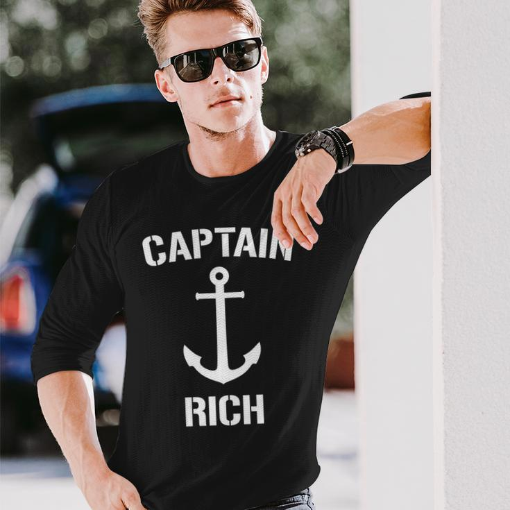 Nautical Captain Rich Personalized Boat Anchor Long Sleeve T-Shirt T-Shirt Gifts for Him