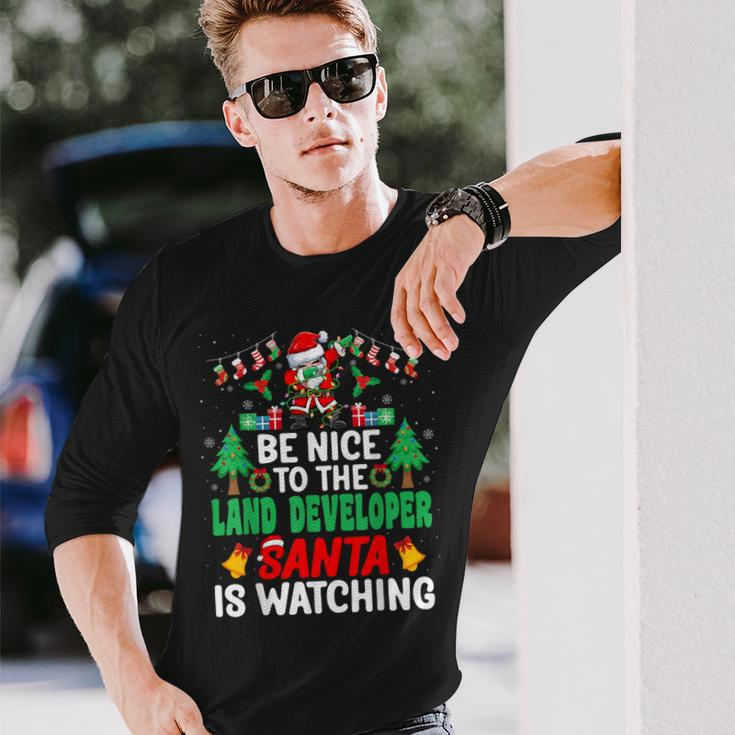 Be Nice To The Land Developer Santa Christmas Long Sleeve T-Shirt Gifts for Him