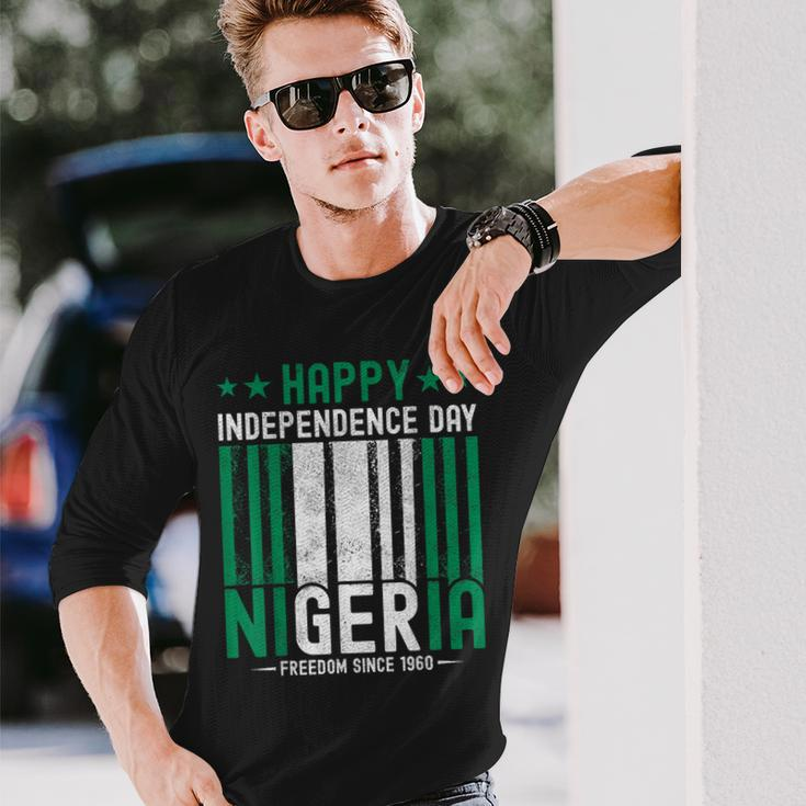 Nigerian Independence Day Vintage Nigerian Flag Long Sleeve T-Shirt Gifts for Him