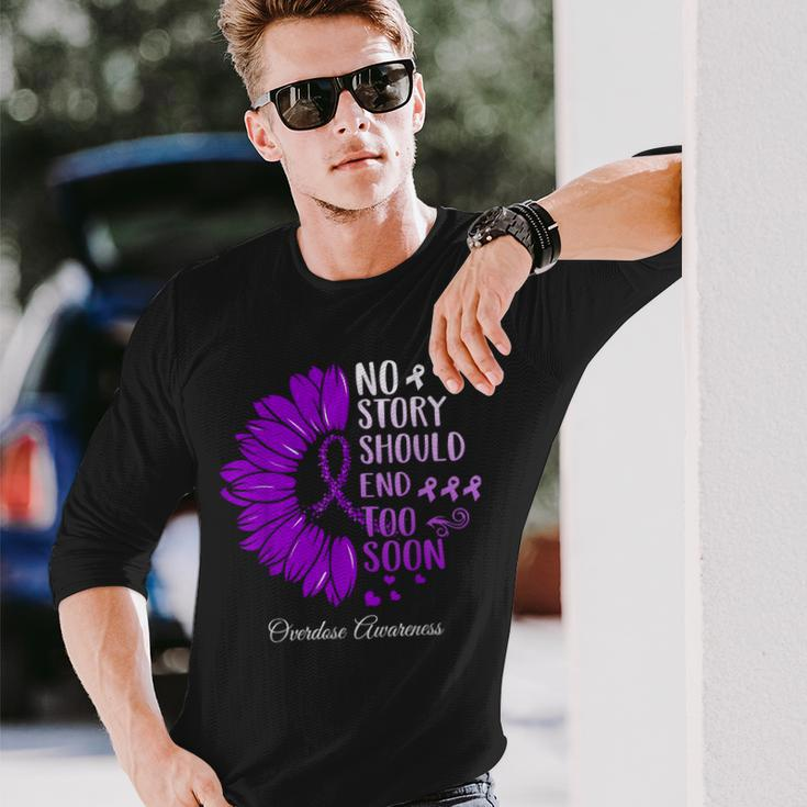 No Story Should End Too Soon Overdose Purple Ribbon Long Sleeve Gifts for Him