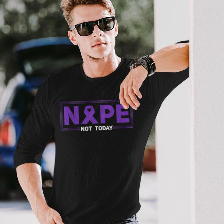 Nope Not Today Hodgkins Lymphoma Survivor Purple Ribbon Long Sleeve T-Shirt T-Shirt Gifts for Him