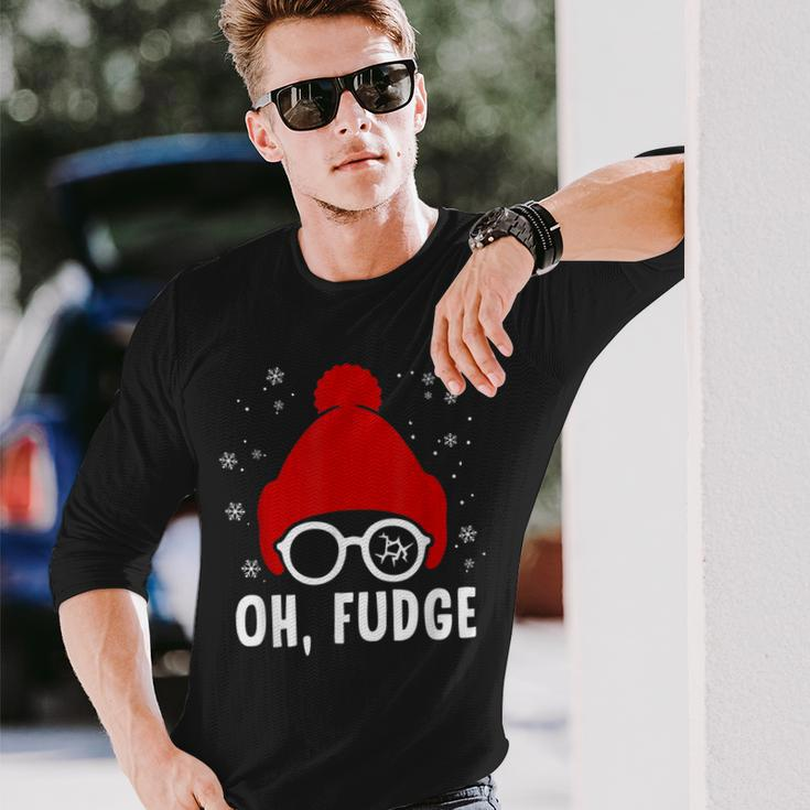 Oh A Fudge Christmas Saying Vintage Xmas Santa Hat Long Sleeve T-Shirt Gifts for Him