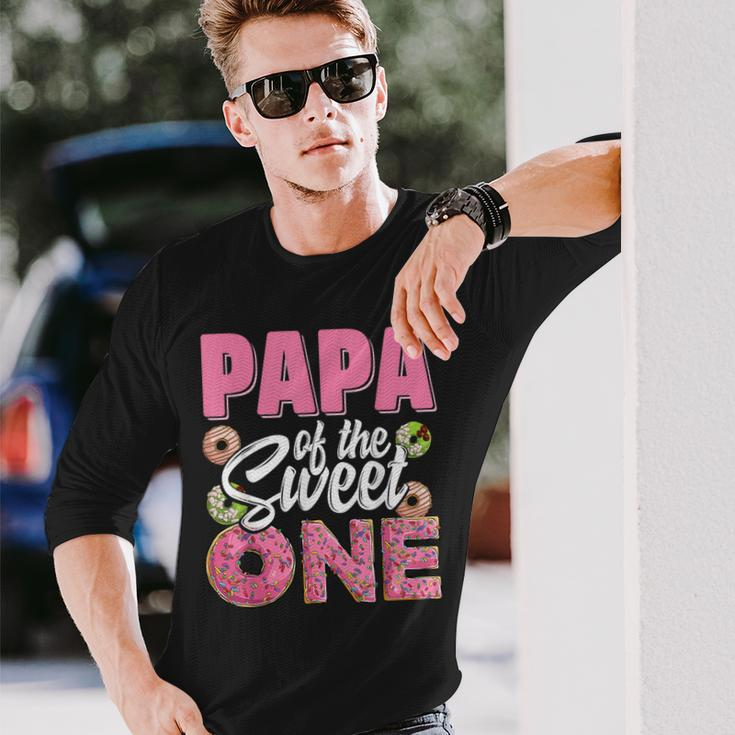 Papa Of The Sweet One Birthday 1St B-Day Donut One Party Long Sleeve T-Shirt Gifts for Him