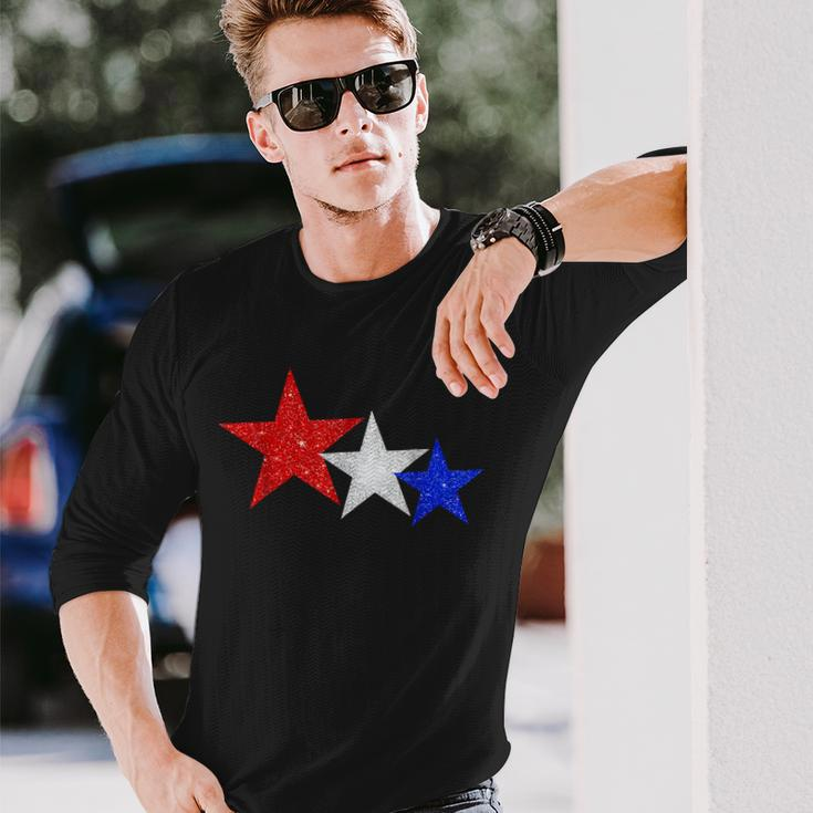 Patriotic Stars Sparkle Red White Blue American 4Th Of July Long Sleeve T-Shirt T-Shirt Gifts for Him
