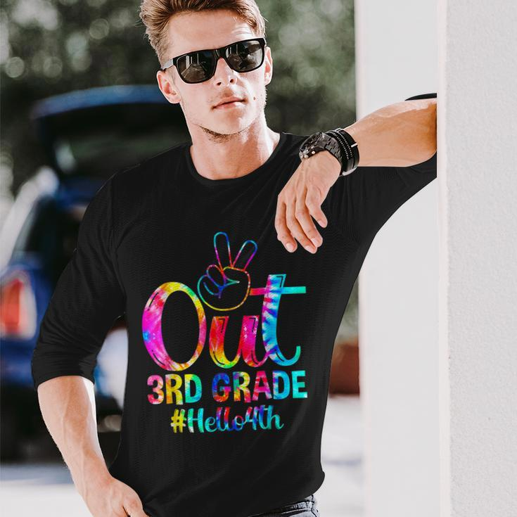 Peace Out 3Rd Grade Hello 4Th Grade Tie Dye Happy First Day Long Sleeve T-Shirt T-Shirt Gifts for Him