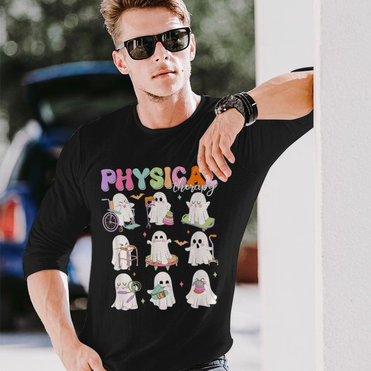 Physical Therapy Halloween Boo Ghost Spooky Season Long Sleeve T-Shirt Gifts for Him