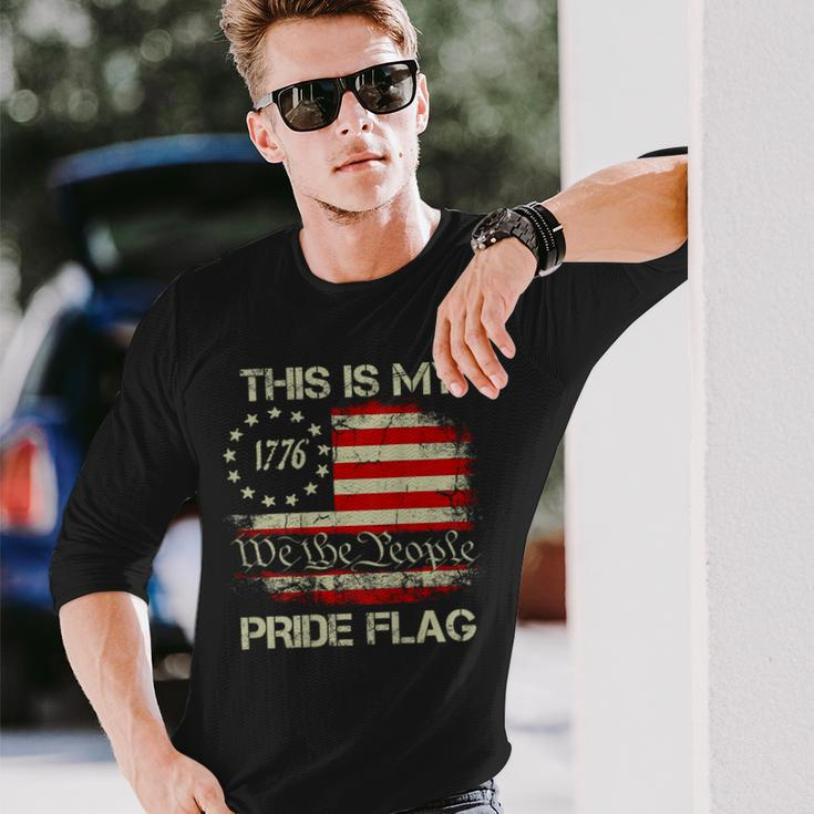 This Is My Pride Flag 4Th Of July Patriotic Usa Flag On Back Long Sleeve T-Shirt Gifts for Him