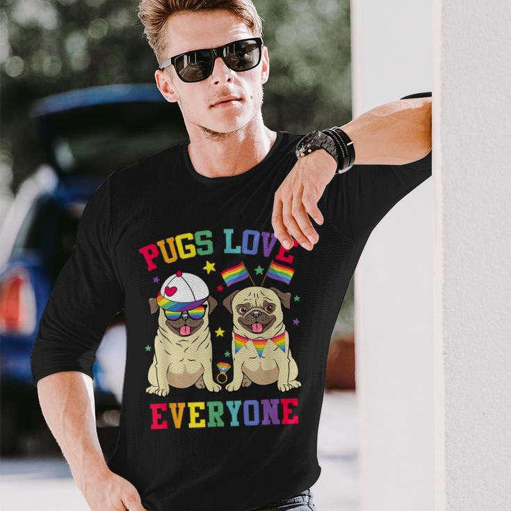 Pride Parade Pugs Love Everyone Lgbt Pugs Gay Pride Lgbt Long Sleeve T-Shirt Gifts for Him