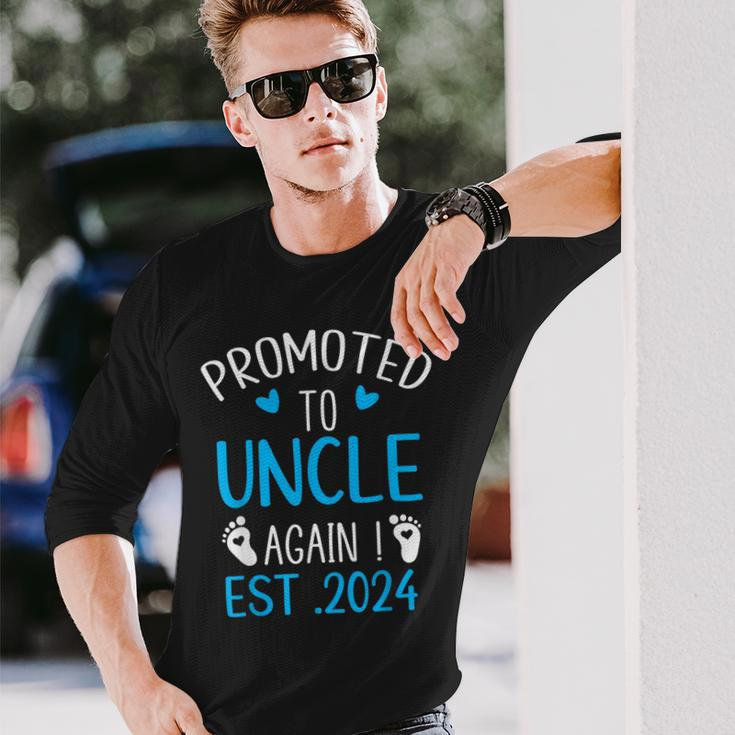 Promoted To Uncle 2024 Again Uncle New Baby Est 2024 For Uncle Long Sleeve T-Shirt T-Shirt Gifts for Him