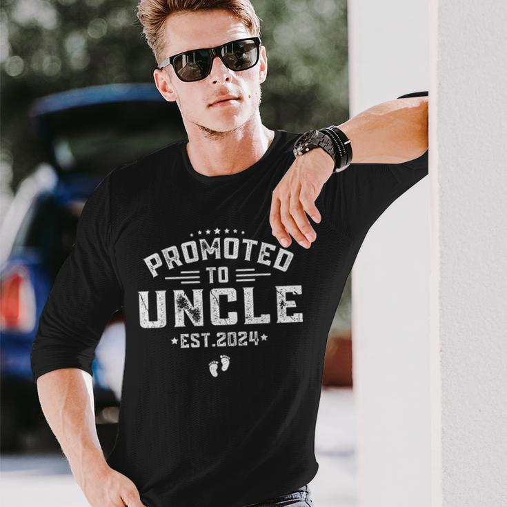 Promoted To Uncle 2024 Present For First Time New Uncle Long Sleeve T-Shirt Gifts for Him