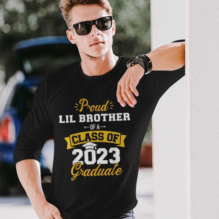 Proud Lil Brother Class Of 2023 Graduate Senior Graduation Long Sleeve T-Shirt Gifts for Him