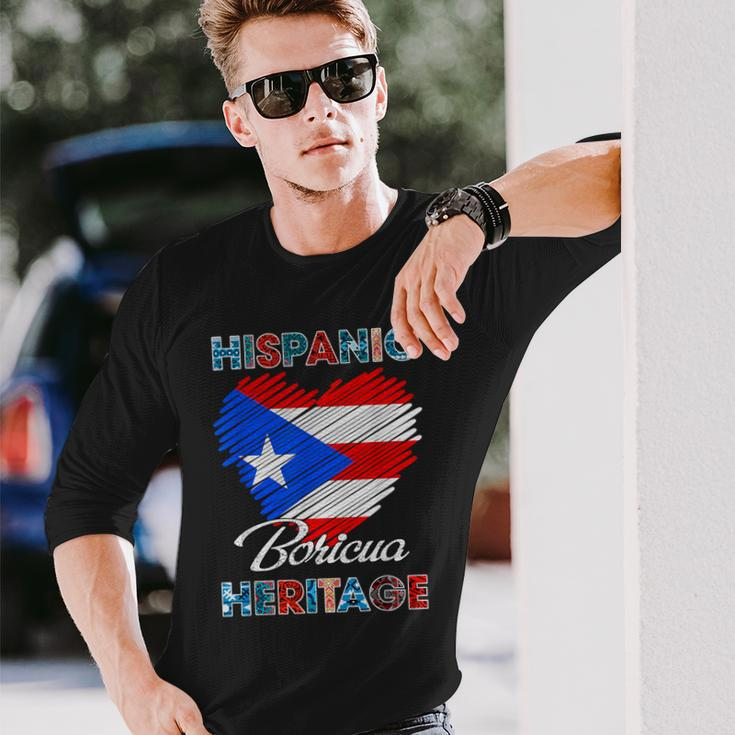 Puerto Rican Hispanic Heritage Boricua Puerto Rico Flag Long Sleeve T-Shirt Gifts for Him