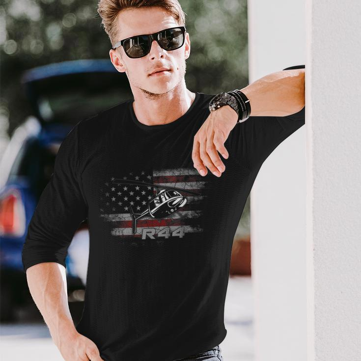 R44 Helicopter Pilot Aviation Long Sleeve T-Shirt T-Shirt Gifts for Him