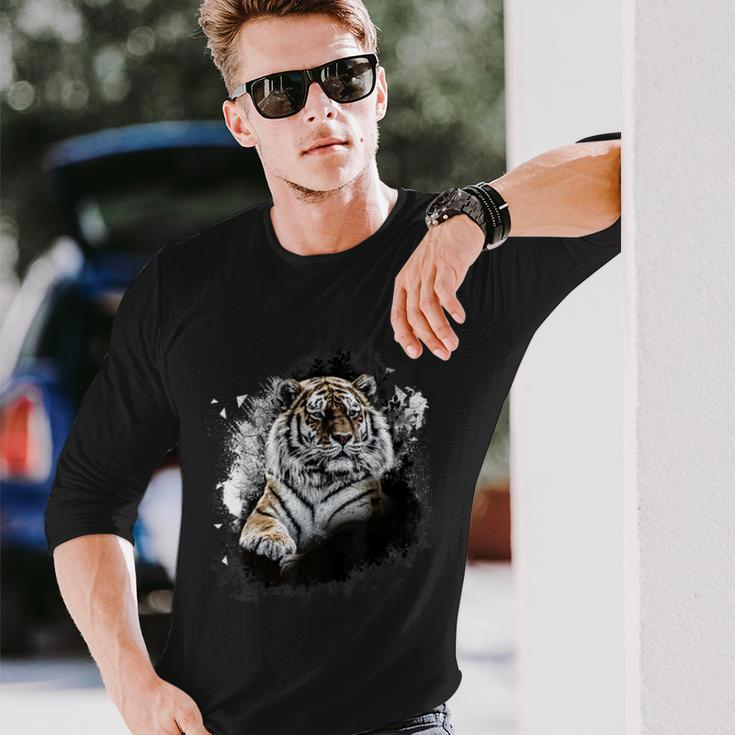 Realistic Awesome Tiger Animal Lovers Long Sleeve T-Shirt Gifts for Him