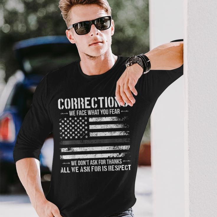 Respect Correctional Officer Proud Corrections Officer Long Sleeve T-Shirt Gifts for Him