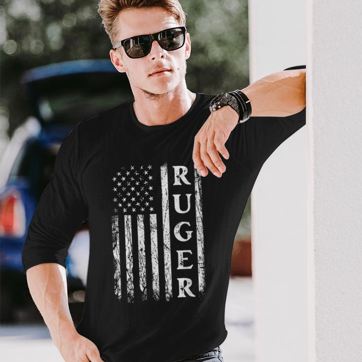 Retro American Flag Ruger American Family Day Matching Long Sleeve Gifts for Him