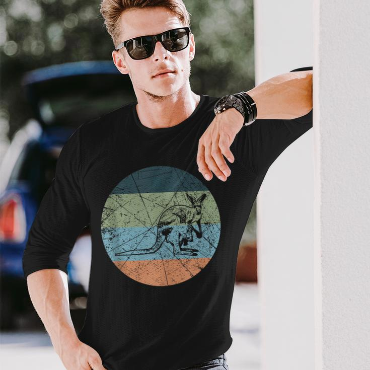 Retro Animal Silhouette Lover Vintage Kangaroo Long Sleeve T-Shirt T-Shirt Gifts for Him