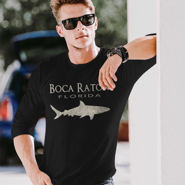 Retro Boca Raton Fl Shark Long Sleeve T-Shirt Gifts for Him