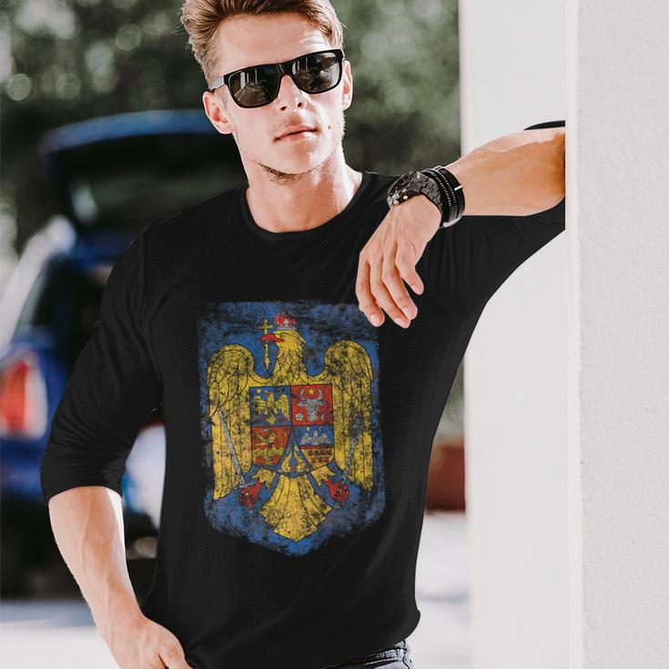 Romanian Pride Coat Of Arms Of Romania Heritage Celtic Long Sleeve T-Shirt T-Shirt Gifts for Him