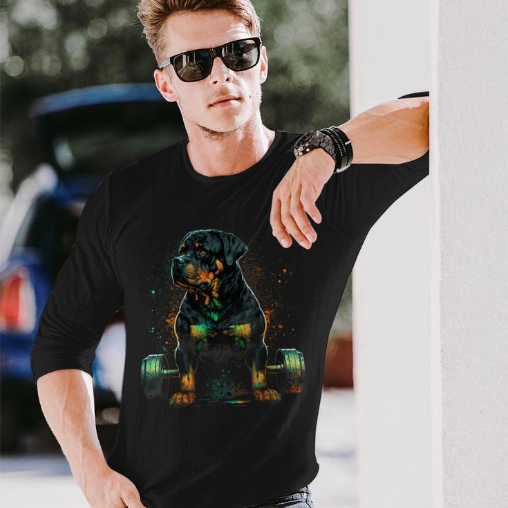 Rottweiler Weightlifting Dog Fitness Gym Rottweiler Long Sleeve Gifts for Him