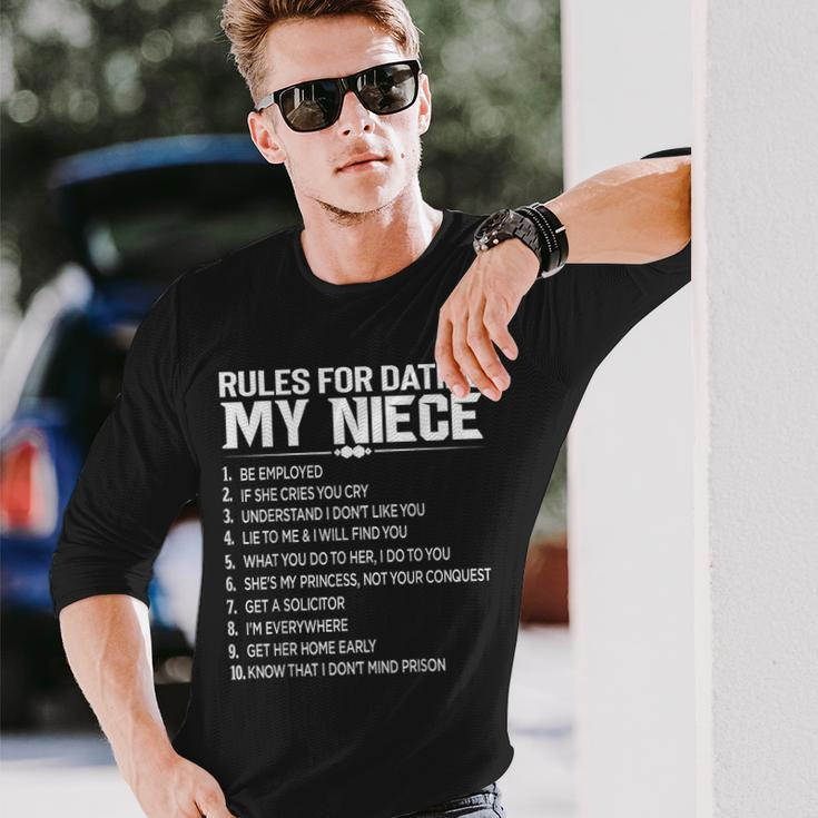 Rules Dating My Niece Overprotective Uncle Protective Long Sleeve T-Shirt Gifts for Him