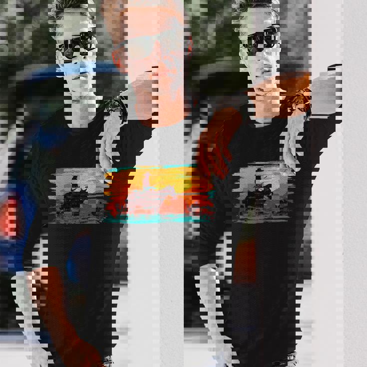 Saddle Western Cowboy Retro Vintage Western Sunset Long