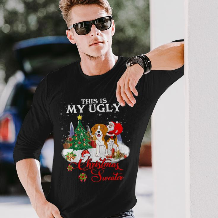 Santa Riding Beagle This Is My Ugly Christmas Sweater Long Sleeve T-Shirt Gifts for Him